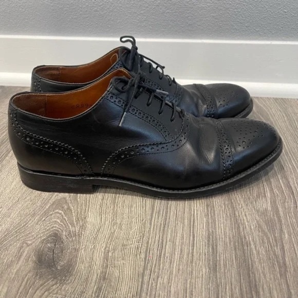 J. Crew Mens Ludlow Classic Black Leather Semi Brogue Shoes - Picture 6 of 16